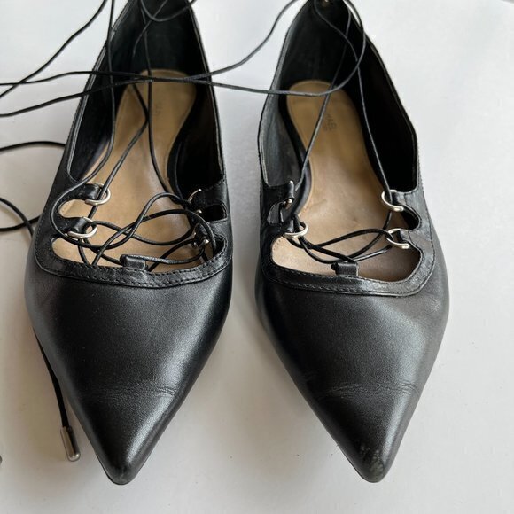 Michael Michael Kors Tabby Leather Lace-Up Strappy Flats Black‎ Womens Si… - Picture 4 of 9